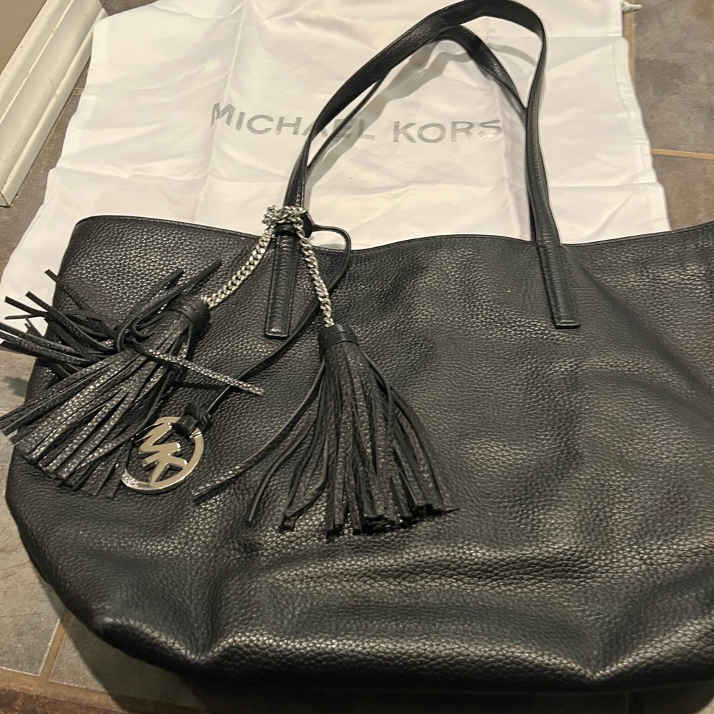 Michael Kors Black Pebbled Leather Shoulder Bag- soft leather and very roomie